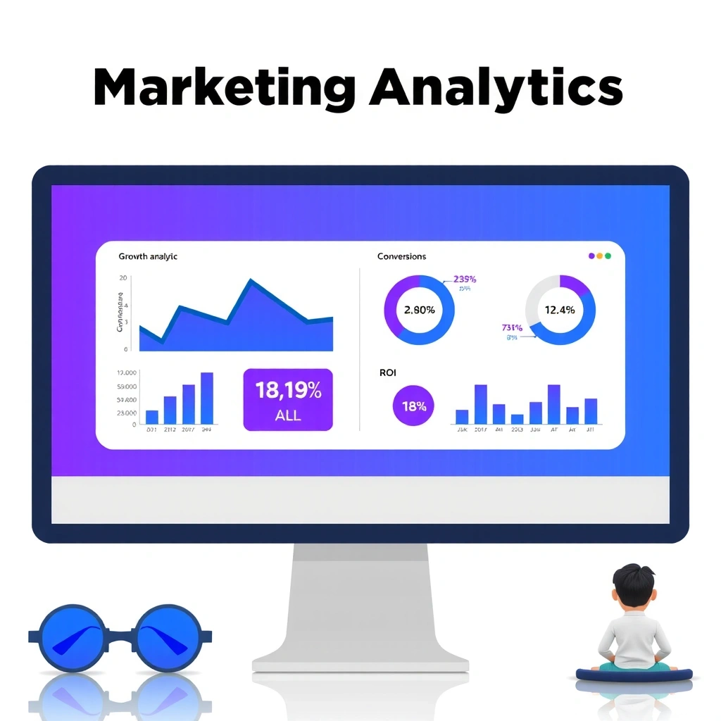 Marketing analytics dashboard showing growth metrics