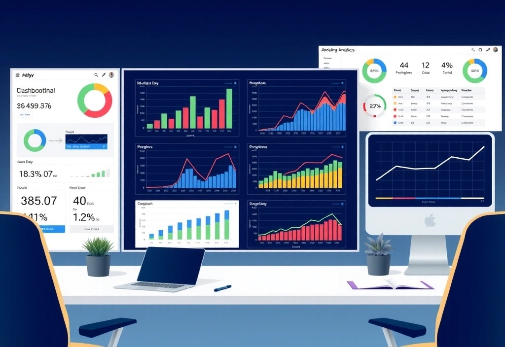 Integrated marketing dashboard showing analytics and campaign performance